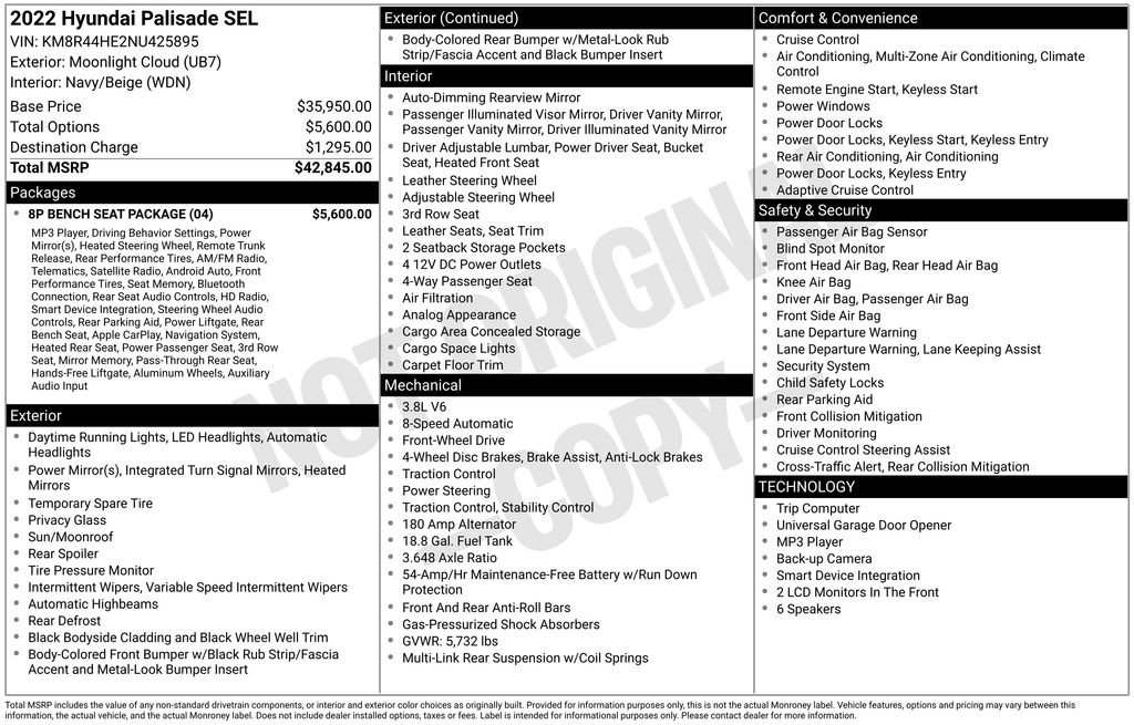 Used 2022 Hyundai Palisade SEL w/ 8P Bench Seat Package FWD image 37
