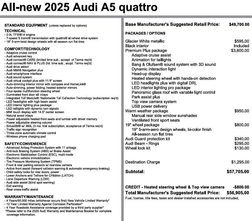 Used 2025 Audi A5 2.0T Premium Plus AWD/4WD image 1