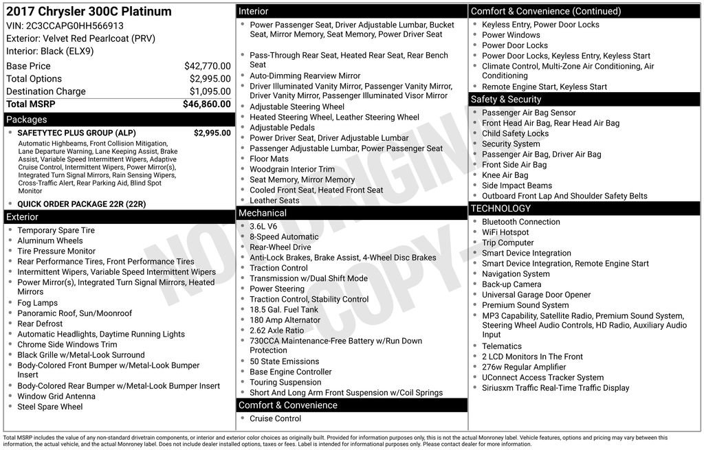 Used 2017 Chrysler 300 C Platinum w/ Safetytec Plus Group image 2