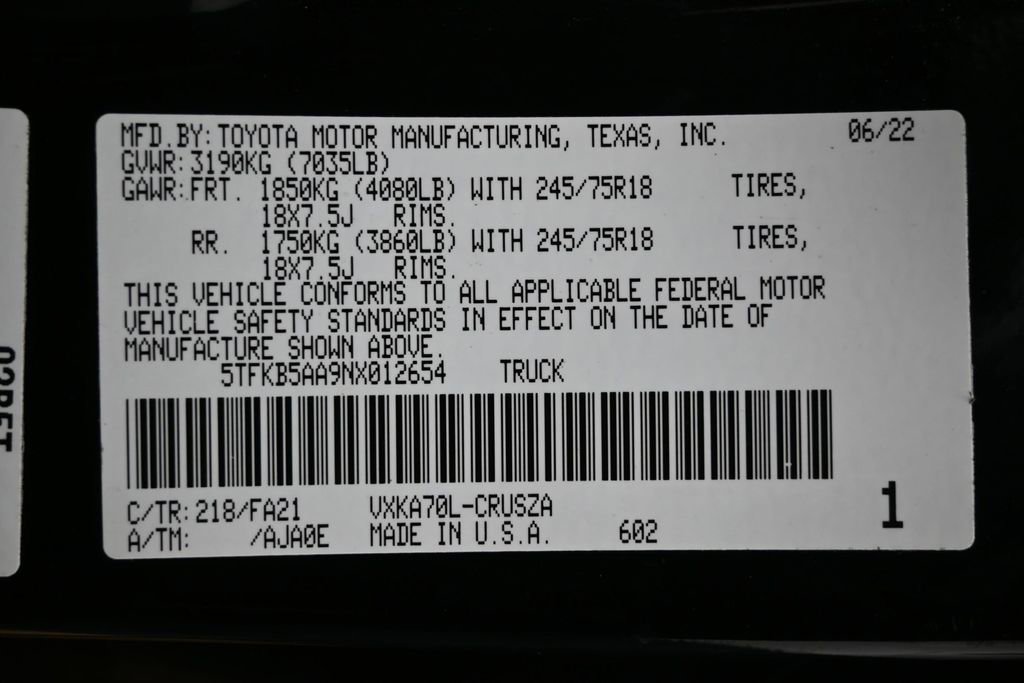 Used 2022 Toyota Tundra SR w/ SR Tow Package RWD image 38