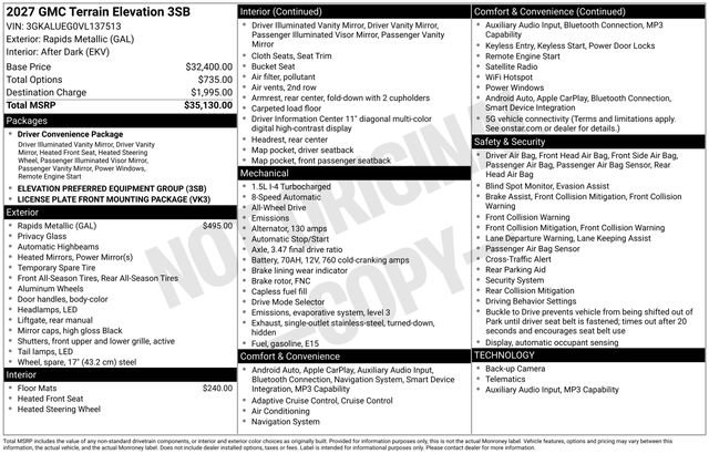 New 2027 GMC Terrain Elevation AWD/4WD image 25