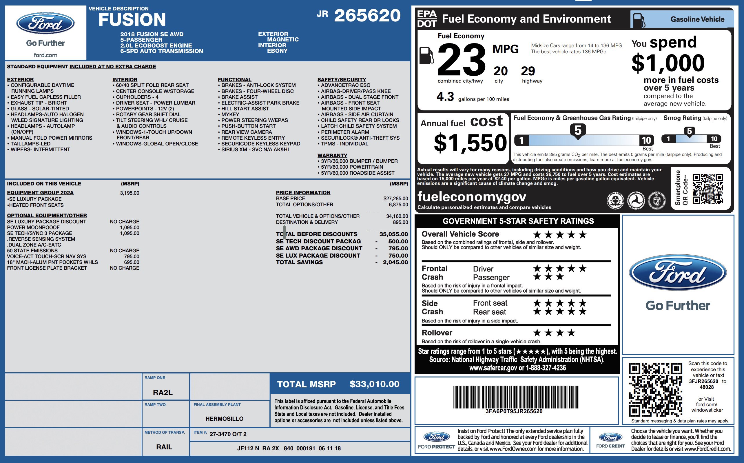 Used 2018 Ford Fusion SE w/ Fusion SE Technology Package image 3