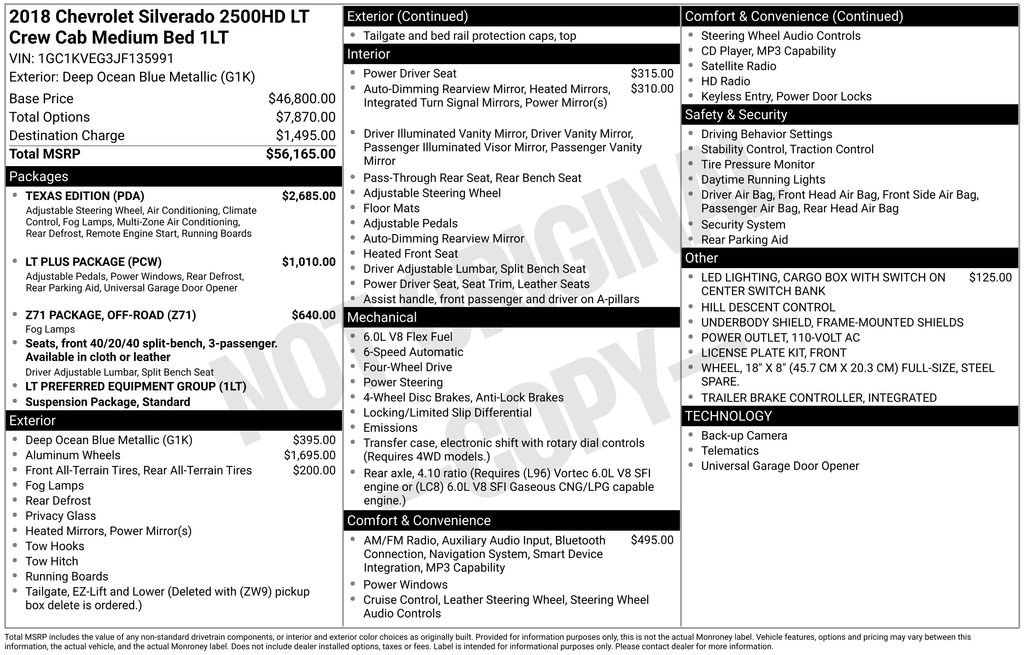 Used 2018 Chevrolet Silverado 2500 LT w/ Texas Edition AWD/4WD image 7