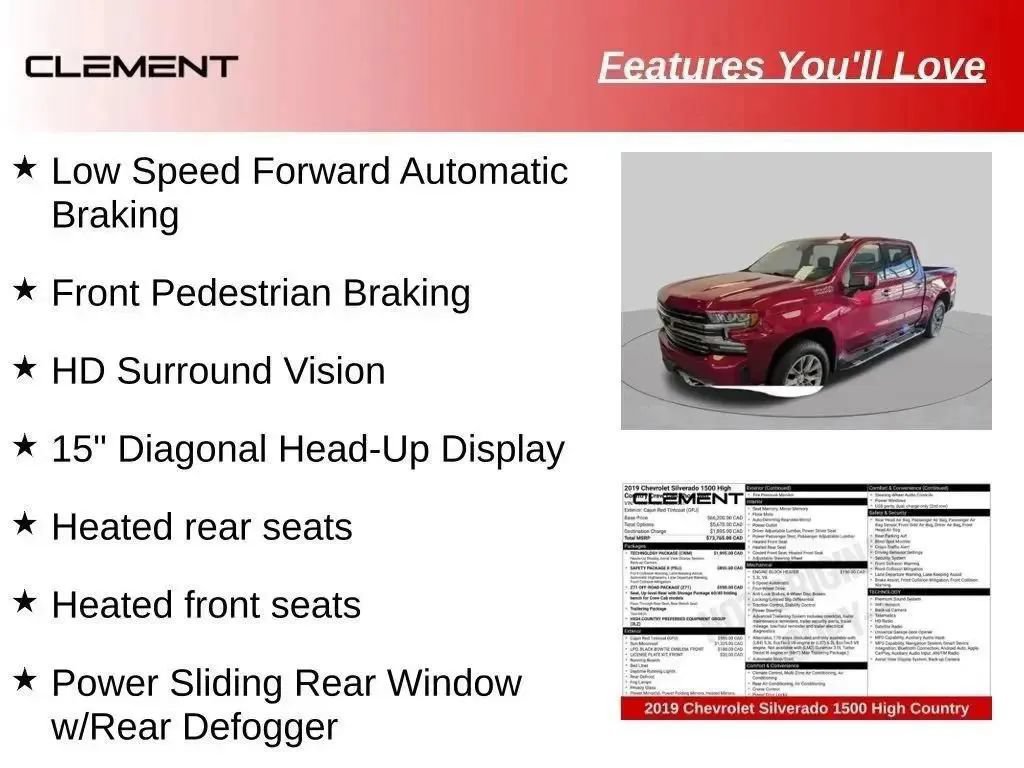 Used 2019 Chevrolet Silverado 1500 High Country w/ Technology Package AWD/4WD image 95