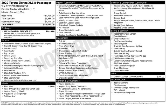 Used 2020 Toyota Sienna XLE w/ XLE Navigation Package FWD image 13
