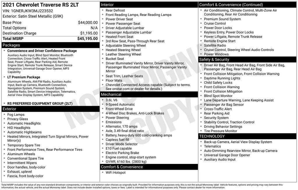 Used 2021 Chevrolet Traverse RS FWD image 6