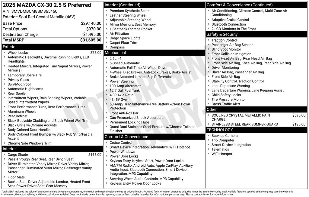 Used 2025 MAZDA CX-30 AWD 2.5 S w/ Preferred Package image 5