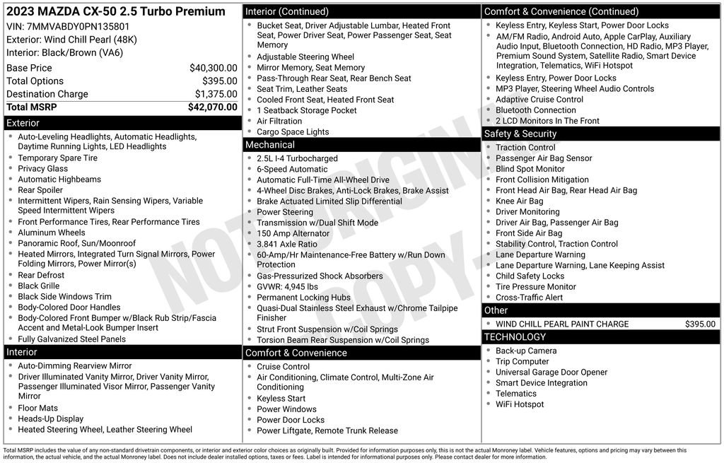 Used 2023 MAZDA CX-50 AWD 2.5 Turbo w/ Premium Pkg image 55
