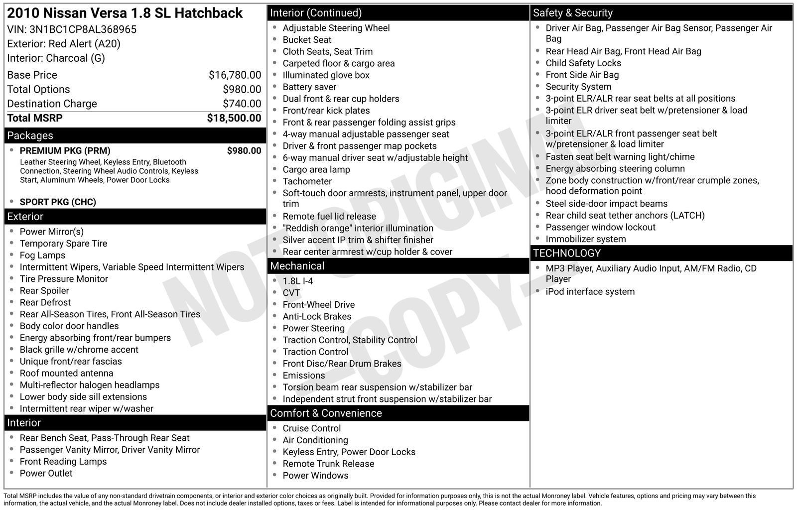 Used 2010 Nissan Versa Hatchback w/ Premium Pkg FWD image 10