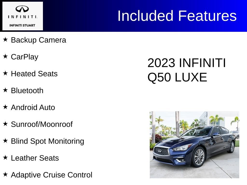 Used 2023 INFINITI Q50 Luxe w/ Cargo Package RWD image 3