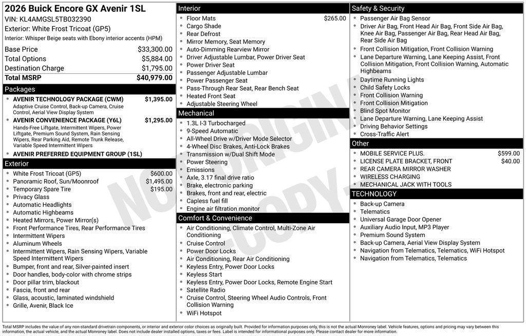 Certified 2026 Buick Encore GX Avenir w/ Avenir Technology Package image 48