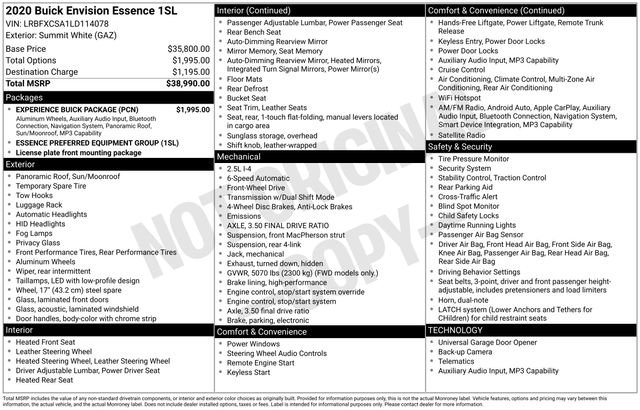 Used 2020 Buick Envision Essence w/ Experience Buick Package image 38