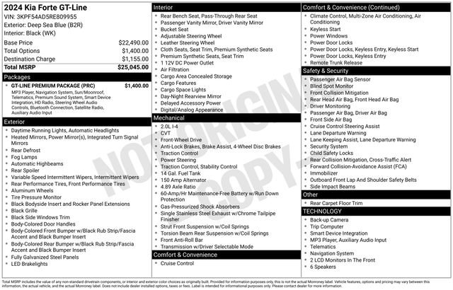 Certified 2024 Kia Forte GT-Line w/ GT-Line Premium Package FWD image 36