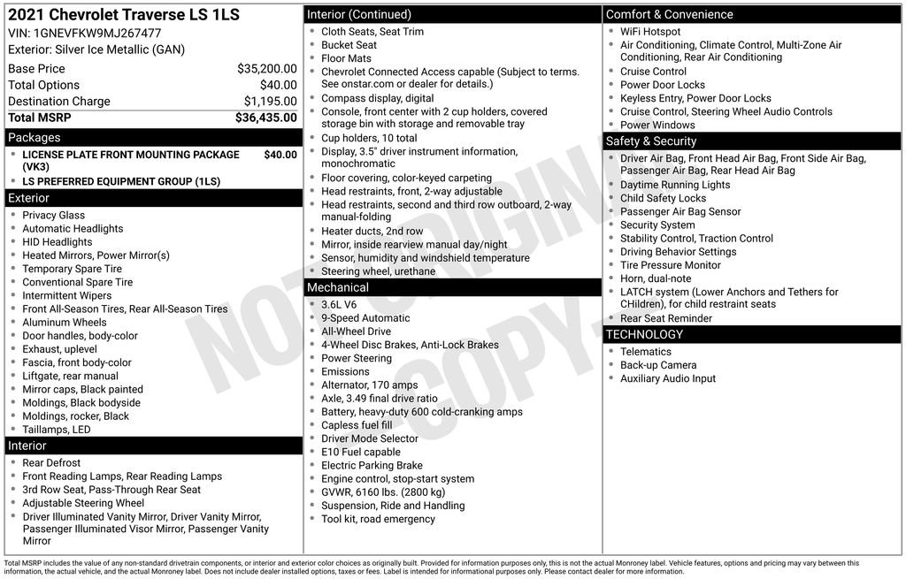 Used 2021 Chevrolet Traverse LS image 8