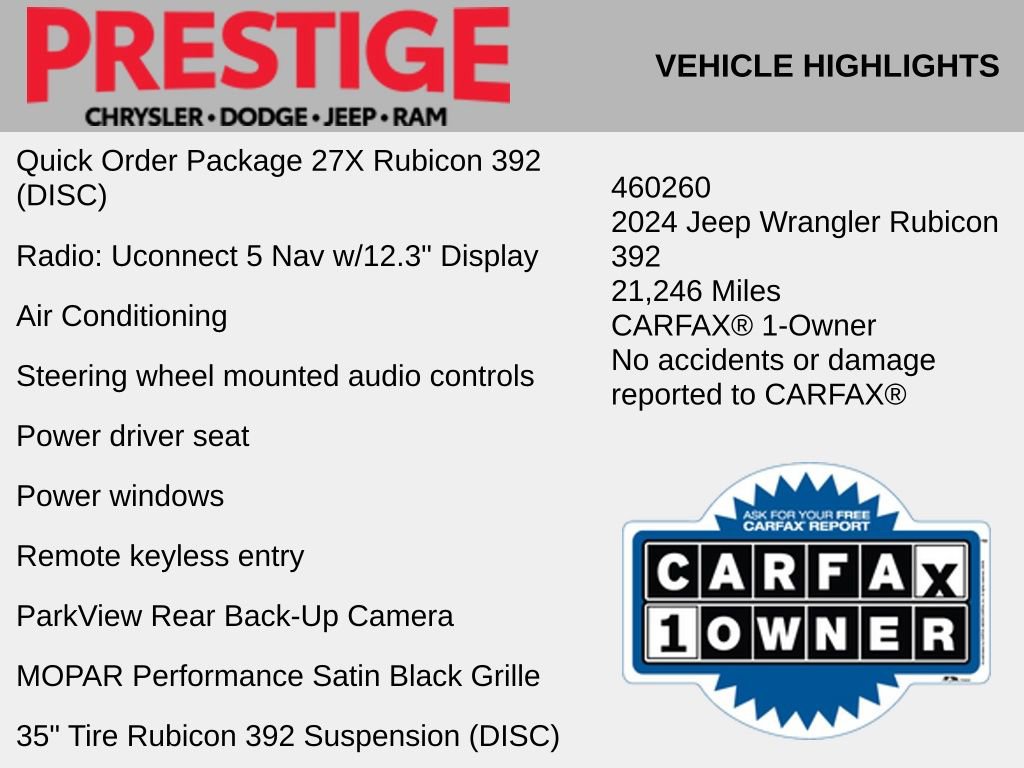 Used 2024 Jeep Wrangler Unlimited Rubicon 392 AWD/4WD image 2
