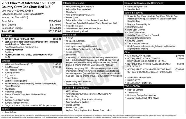 Used 2021 Chevrolet Silverado 1500 High Country w/ Z71 Off-Road Package image 45
