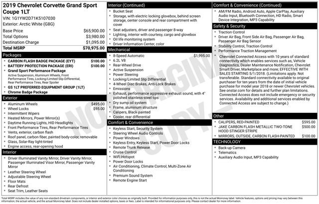 Certified 2019 Chevrolet Corvette Grand Sport w/ Battery Protection Package RWD image 5