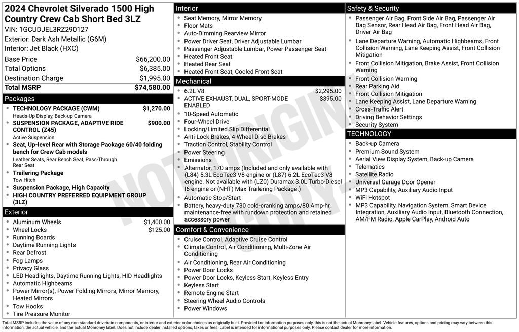 Used 2024 Chevrolet Silverado 1500 High Country w/ Technology Package AWD/4WD image 12