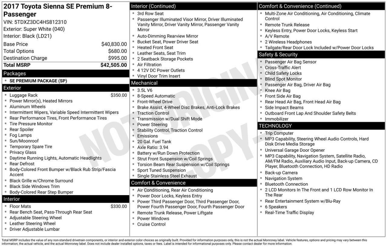 Used 2017 Toyota Sienna SE Premium FWD image 29