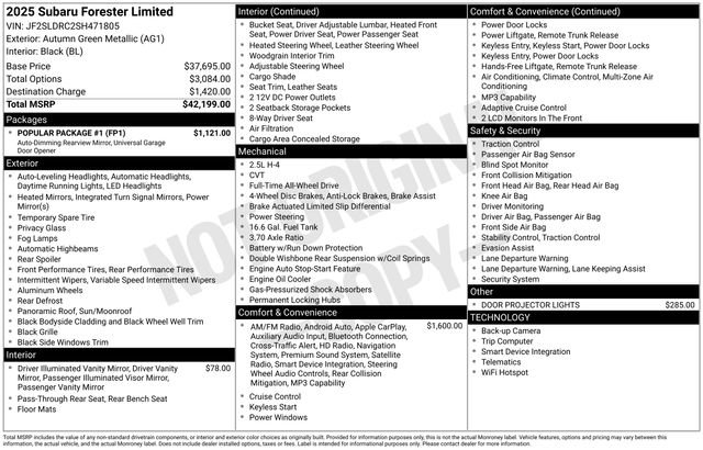 Certified 2025 Subaru Forester Limited w/ Popular Package #1 image 21