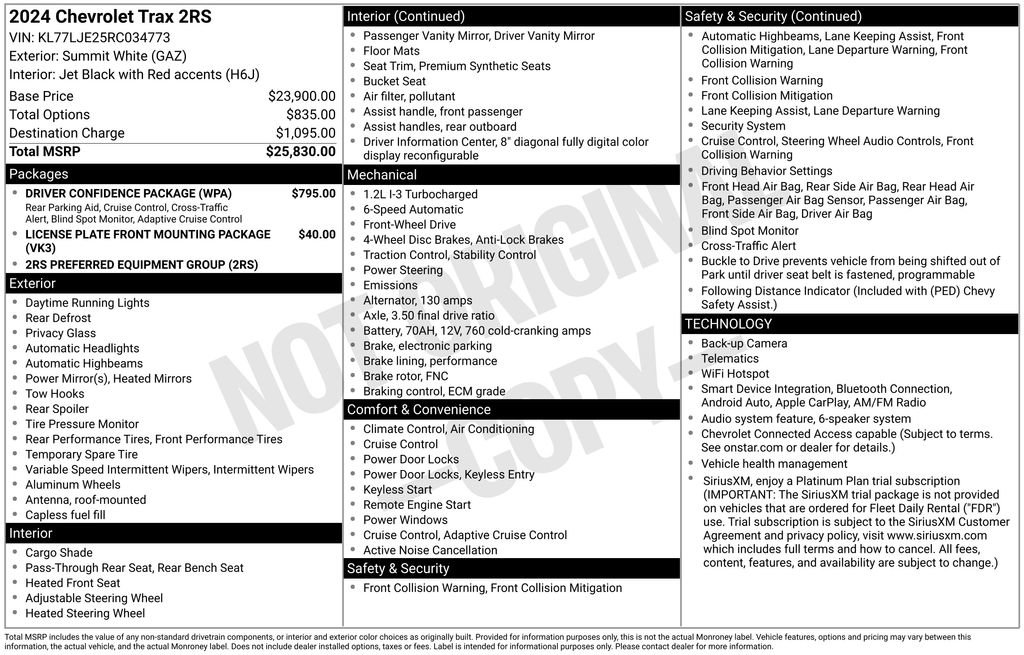 Used 2024 Chevrolet Trax RS w/ Driver Confidence Package FWD image 4