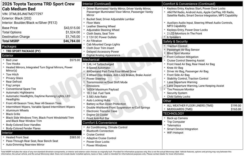 New 2026 Toyota Tacoma TRD Sport AWD/4WD image 7