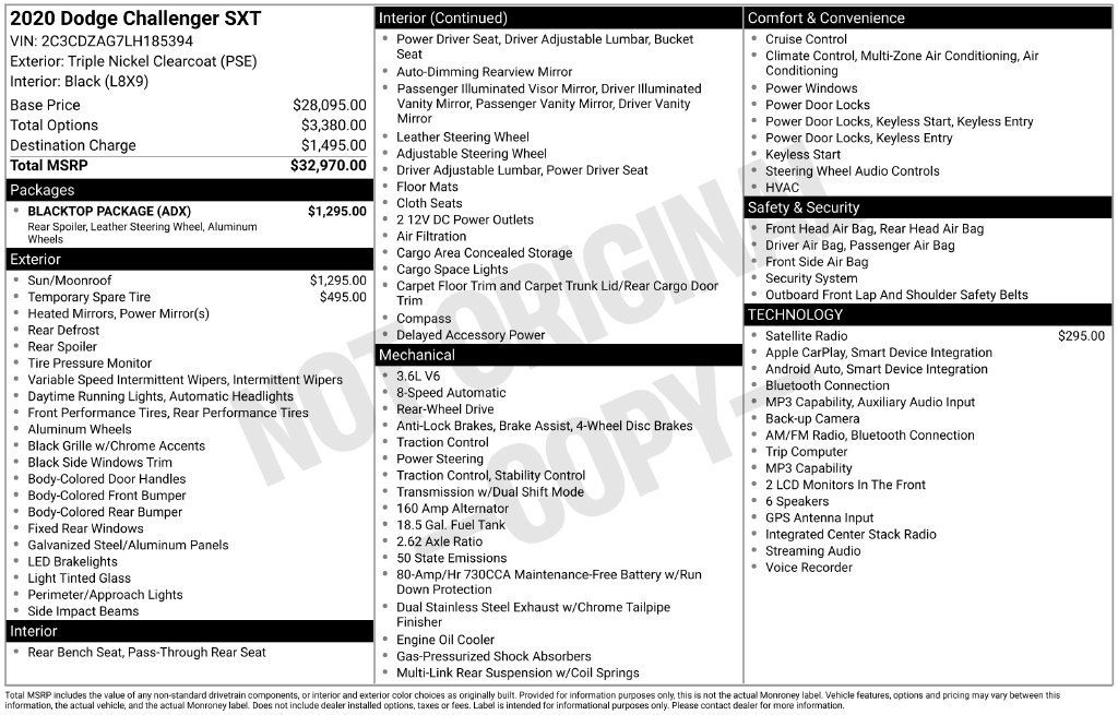Used 2020 Dodge Challenger SXT w/ Blacktop Package RWD image 43