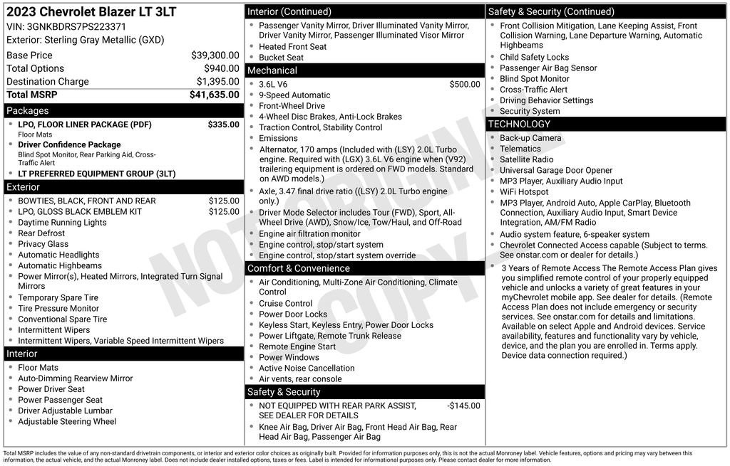 Certified 2023 Chevrolet Blazer LT w/ LPO, Floor Liner Package FWD image 7
