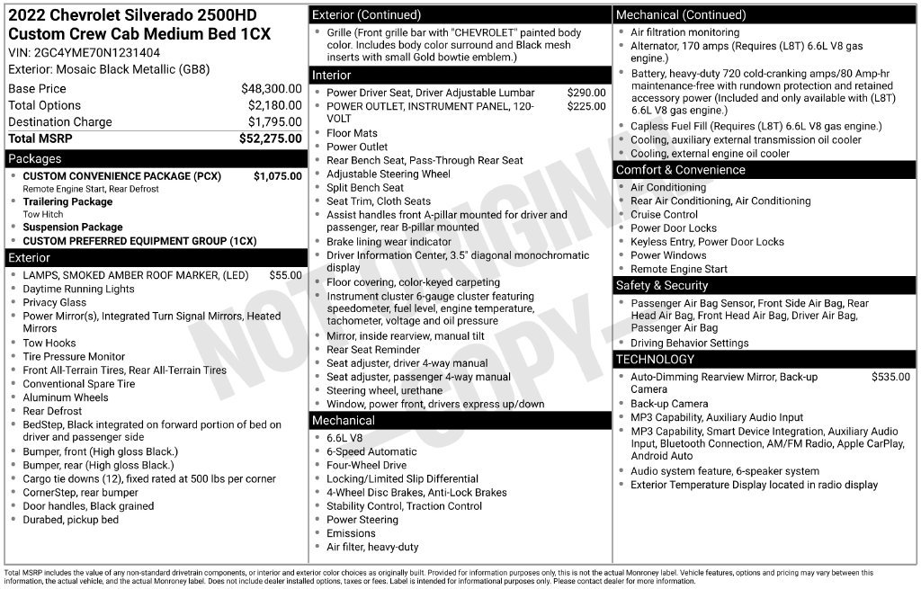 Used 2022 Chevrolet Silverado 2500 Custom w/ Custom Convenience Package AWD/4WD image 3