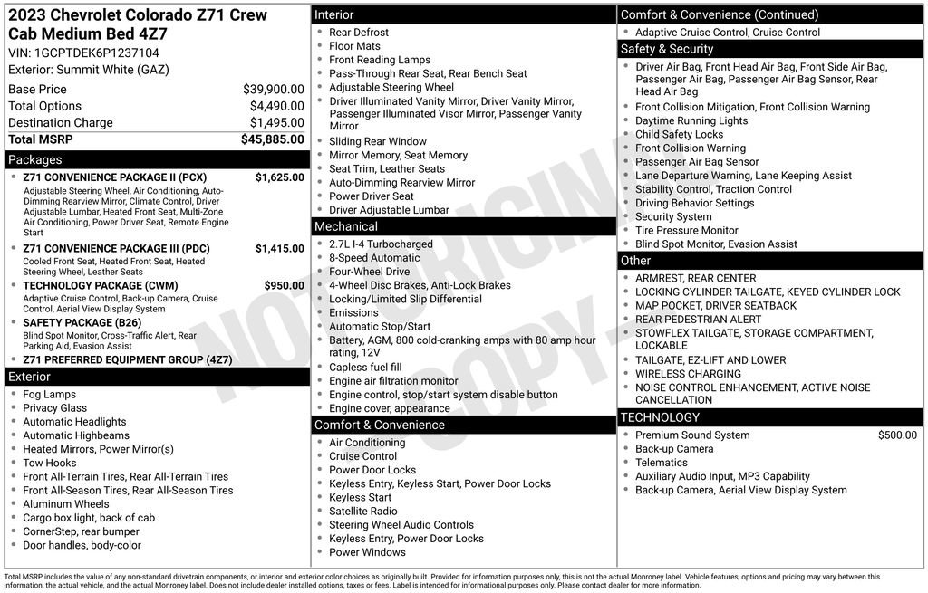 Certified 2023 Chevrolet Colorado Z71 w/ Z71 Convenience Package 2 AWD/4WD image 40