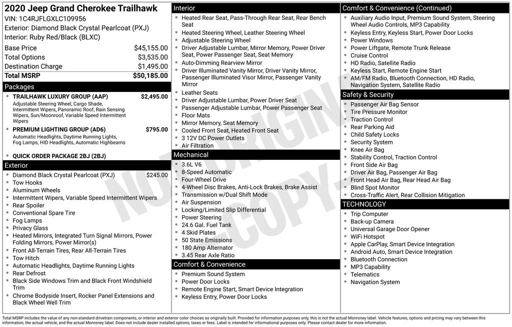 Used 2020 Jeep Grand Cherokee Trailhawk w/ Trailhawk Luxury Group image 40