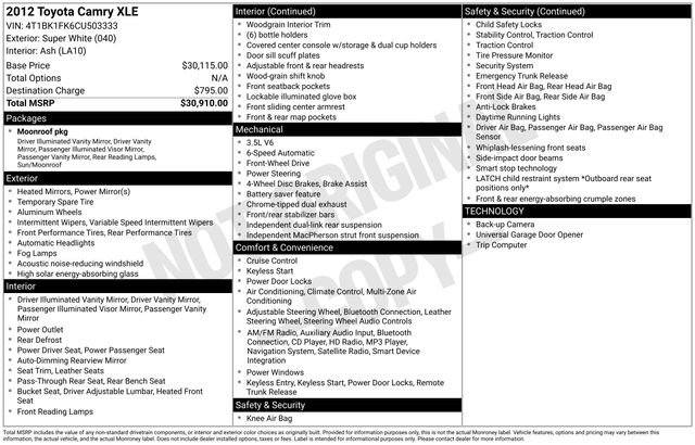 Used 2012 Toyota Camry XLE image 12