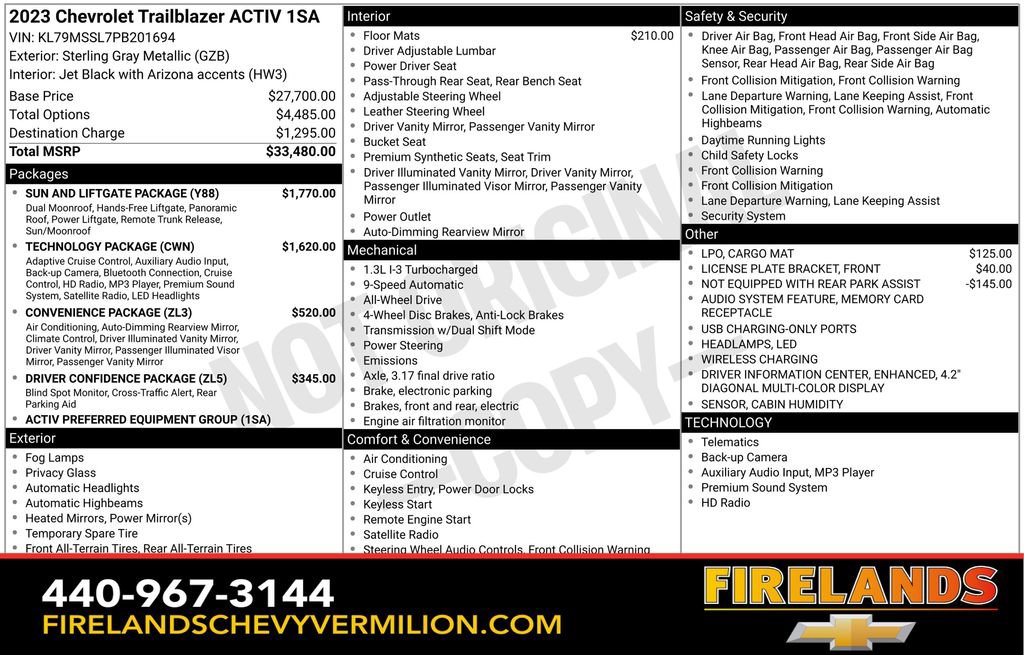 Certified 2023 Chevrolet TrailBlazer ACTIV w/ Sun and Liftgate Package image 2