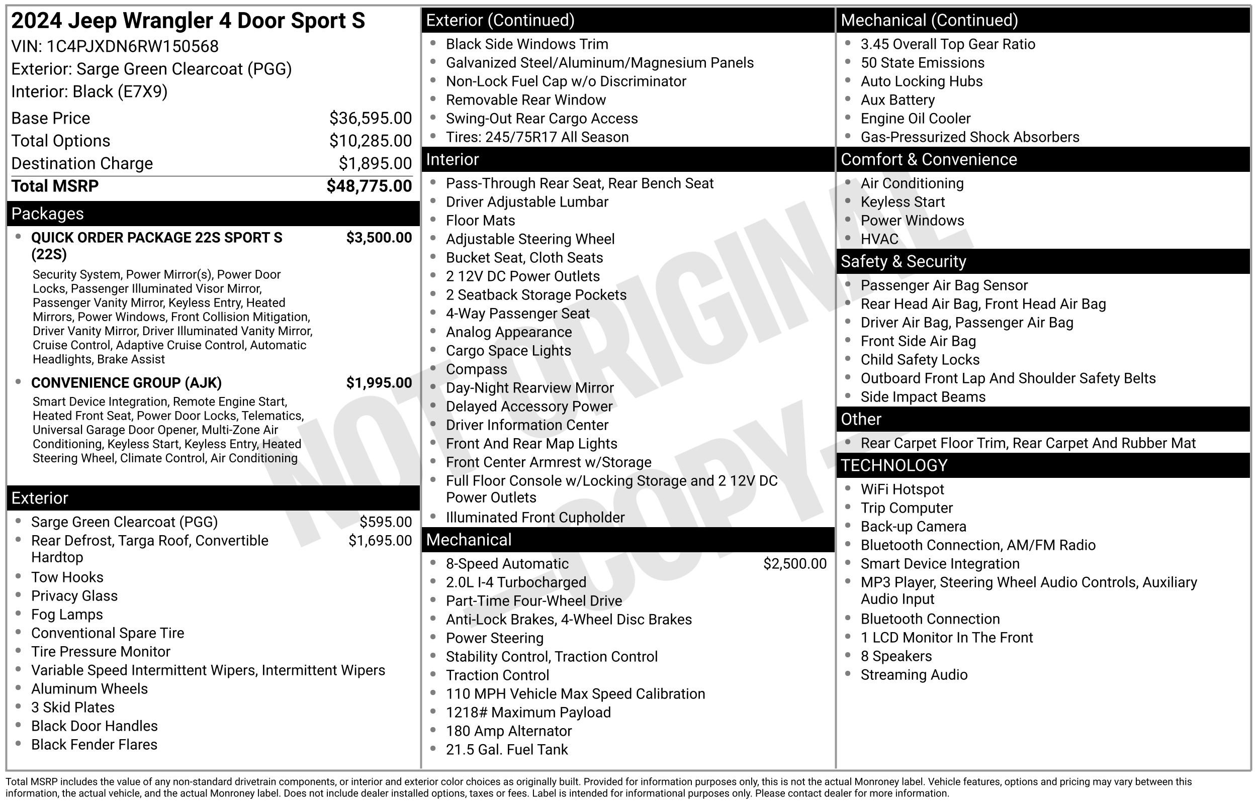Used 2024 Jeep Wrangler Unlimited Sport AWD/4WD image 3