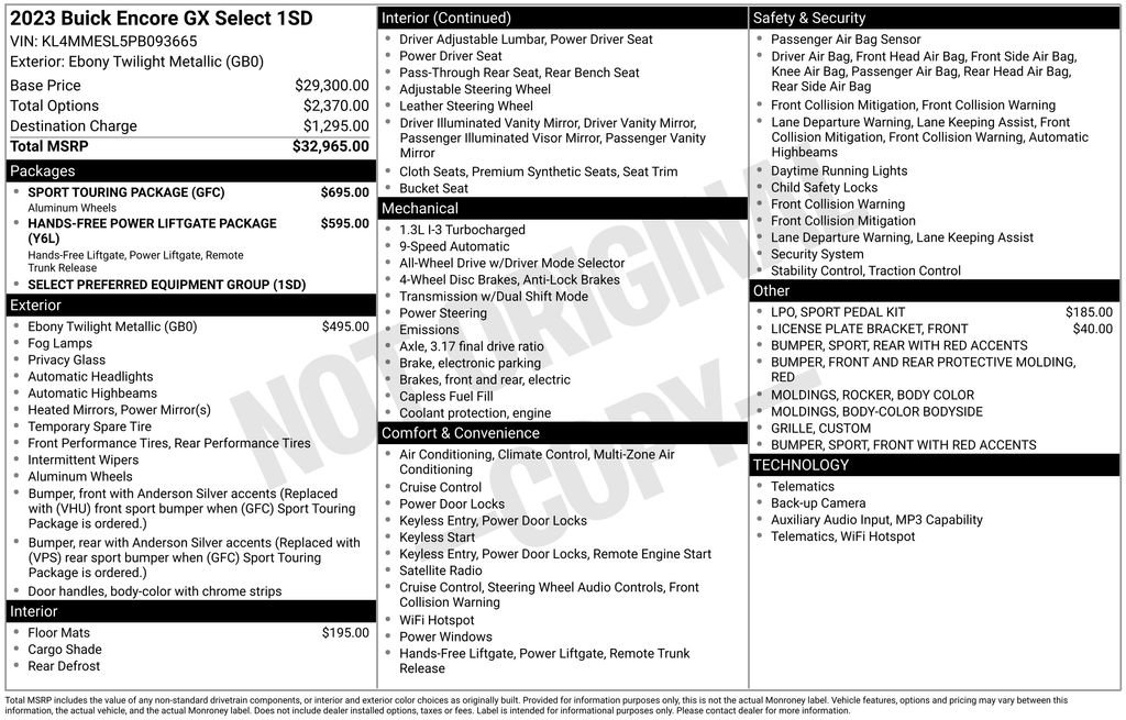 Used 2023 Buick Encore GX Select w/ Sport Touring Package AWD/4WD image 31