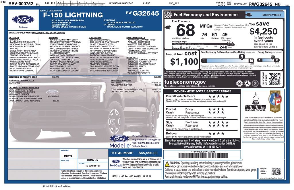 Certified 2024 Ford F150 Lightning XLT AWD/4WD image 10