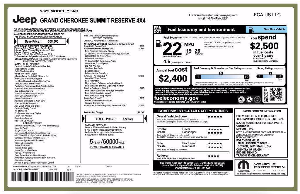 Used 2025 Jeep Grand Cherokee Summit AWD/4WD image 7