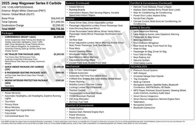 Certified 2025 Jeep Wagoneer Series II w/ Convenience Group I AWD/4WD image 27