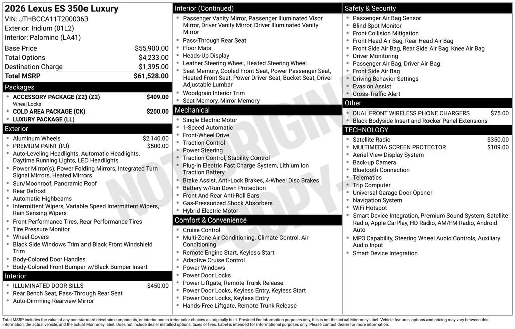 New 2026 Lexus ES 350e w/ Accessory Package (Z2) FWD image 4
