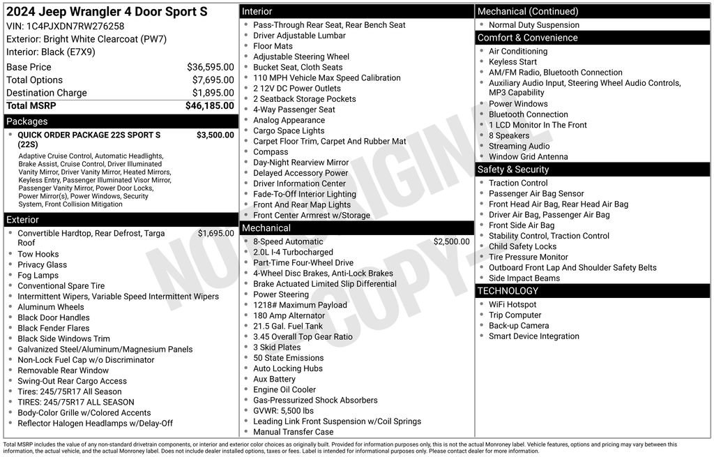 Used 2024 Jeep Wrangler Unlimited Sport AWD/4WD image 3