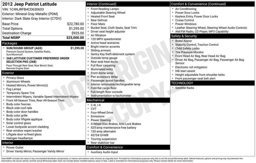 Used 2012 Jeep Patriot Latitude w/ Sun/Sound Group AWD/4WD image 25