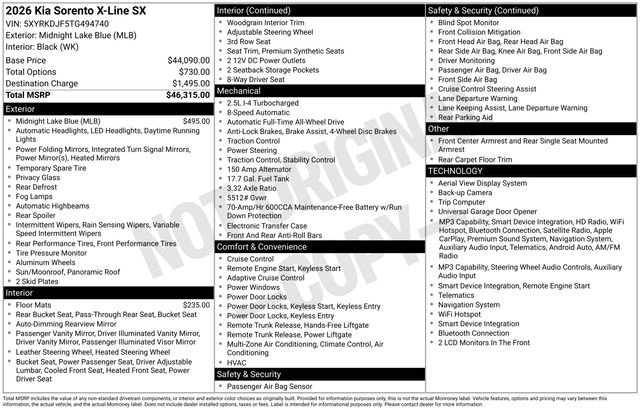 New 2026 Kia Sorento SX AWD/4WD image 29
