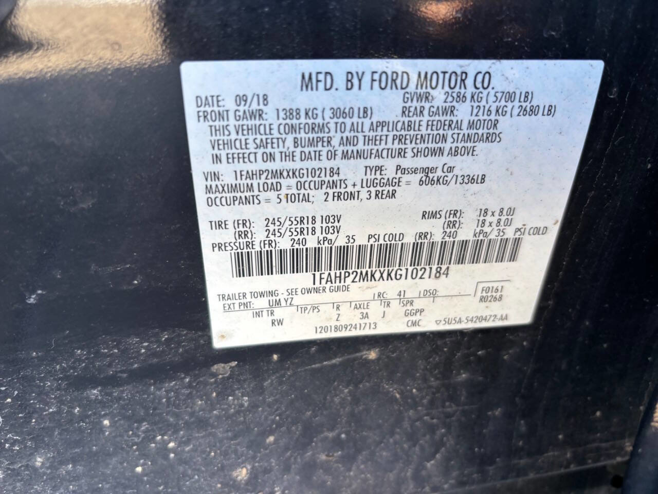 Used 2019 Ford Taurus Police Interceptor AWD 4dr Sed w/ 2-tone Vinyl Package #1 image 4