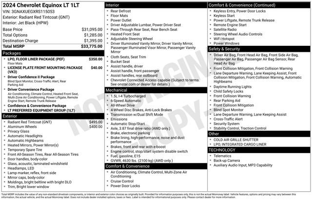 Certified 2024 Chevrolet Equinox LT w/ LPO, Floor Liner Package AWD/4WD image 30