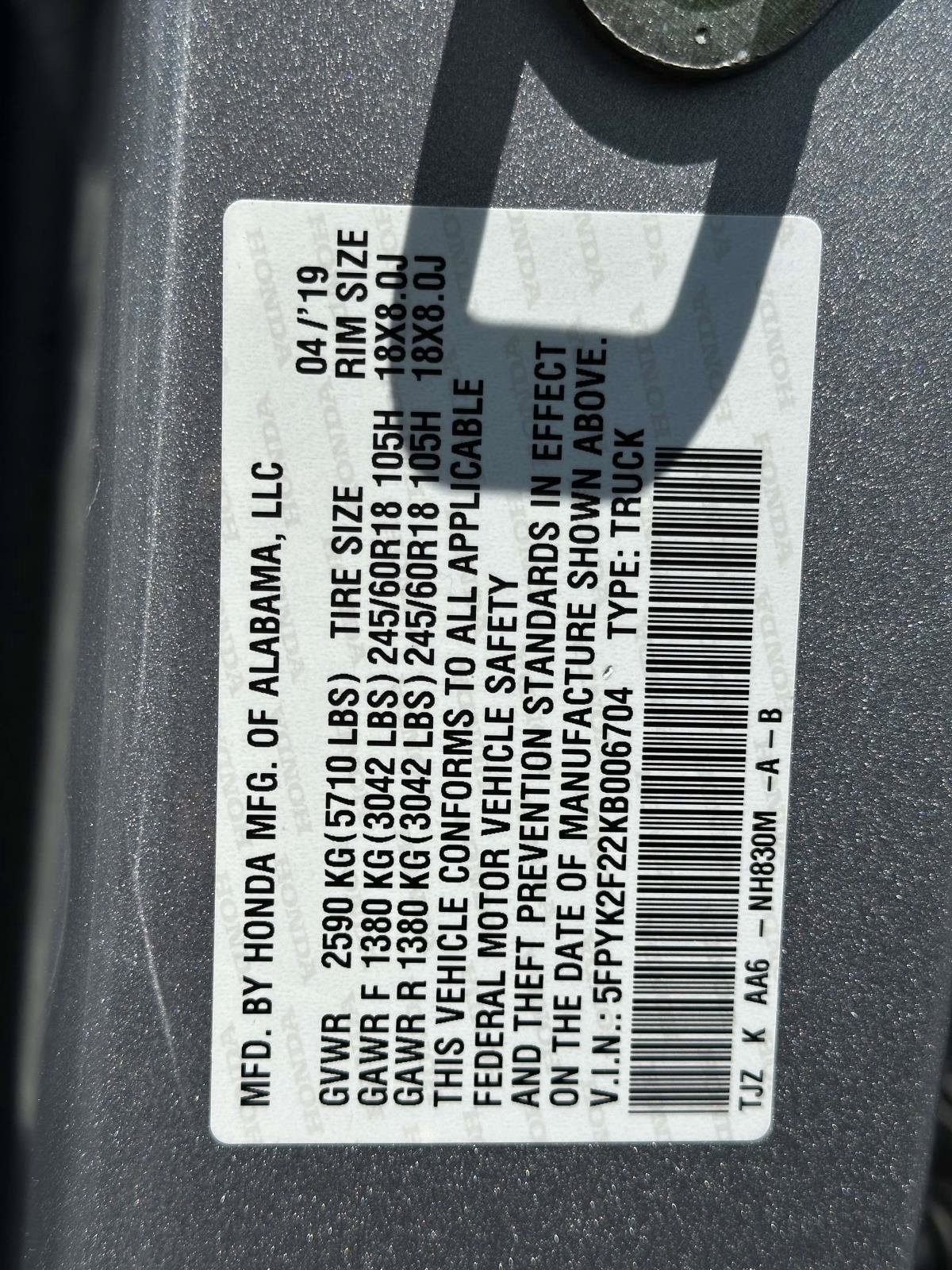 Used 2019 Honda Ridgeline RT image 28