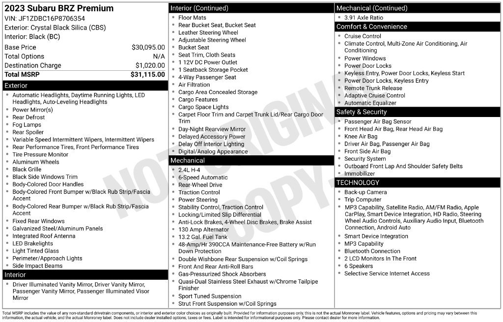 Certified 2023 Subaru BRZ Premium RWD image 32