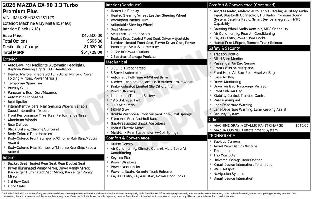 Certified 2025 MAZDA CX-90 3.3 Turbo w/ Premium Plus Pkg AWD/4WD image 10