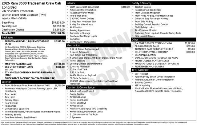New 2026 RAM 3500 Tradesman AWD/4WD image 29