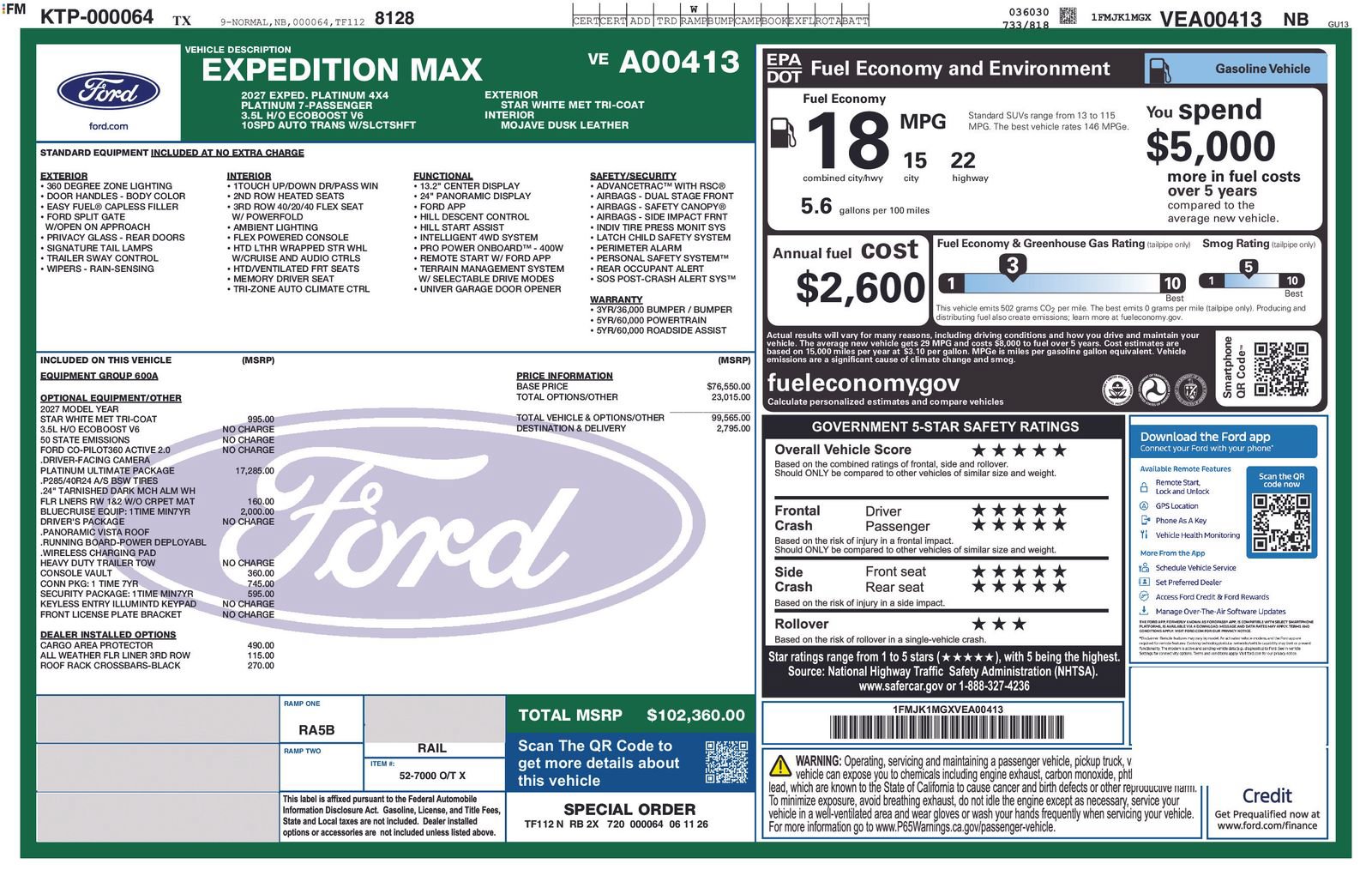 New 2027 Ford Expedition Max Platinum w/ Platinum Ultimate Package AWD/4WD image 6