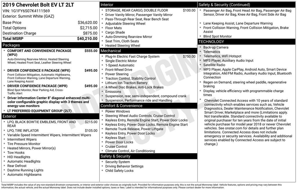 Used 2019 Chevrolet Bolt LT FWD image 4